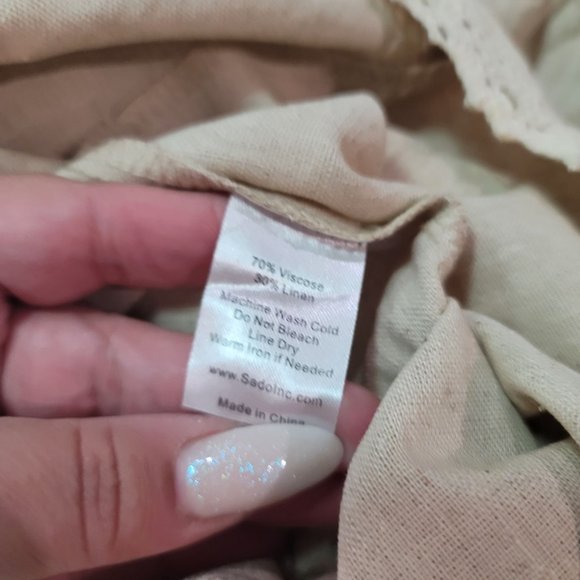 Sado NWT easter bunny brown tan cream linen type rabbit dress with lace size 6x - Picture 4 of 5